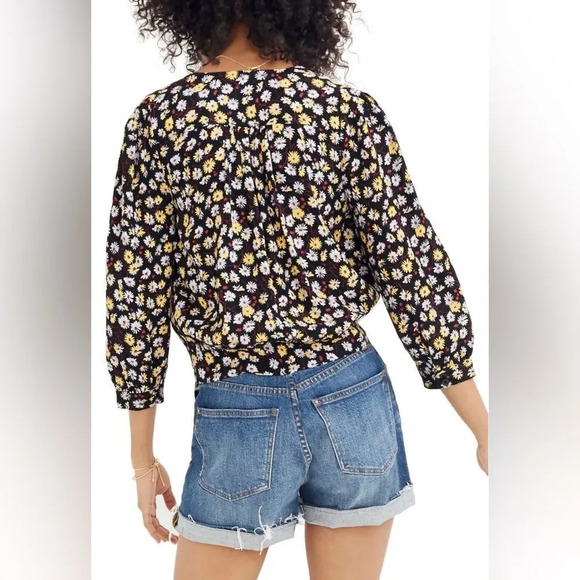 Z Madewell V-Neck French Floral Wrap Top Size Small Pleated Relaxed Fit - Picture 2 of 10